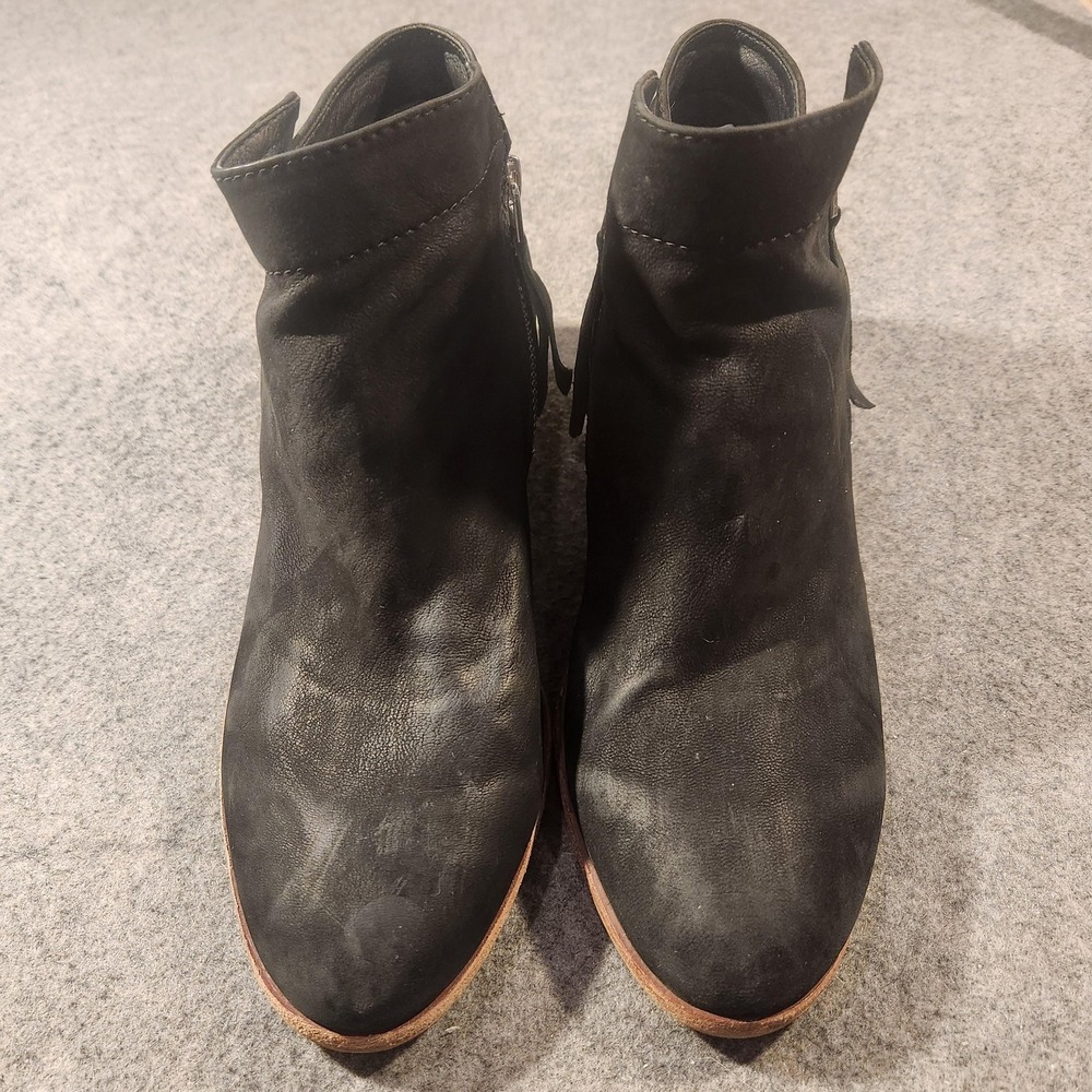 Sam Edelman Boots Womens Size 8.5 W Black Leather Ankle Booties Zip Low Heel - Picture 2 of 6